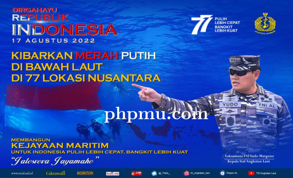Wow! TNI AL Kibarkan Bendera Merah Putih   di Bawah Laut di 77 Lokasi Seluruh Indonesia